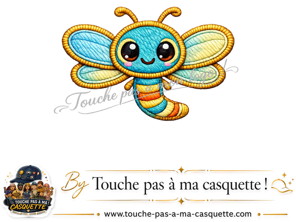 Logo motif Libellule multicolore