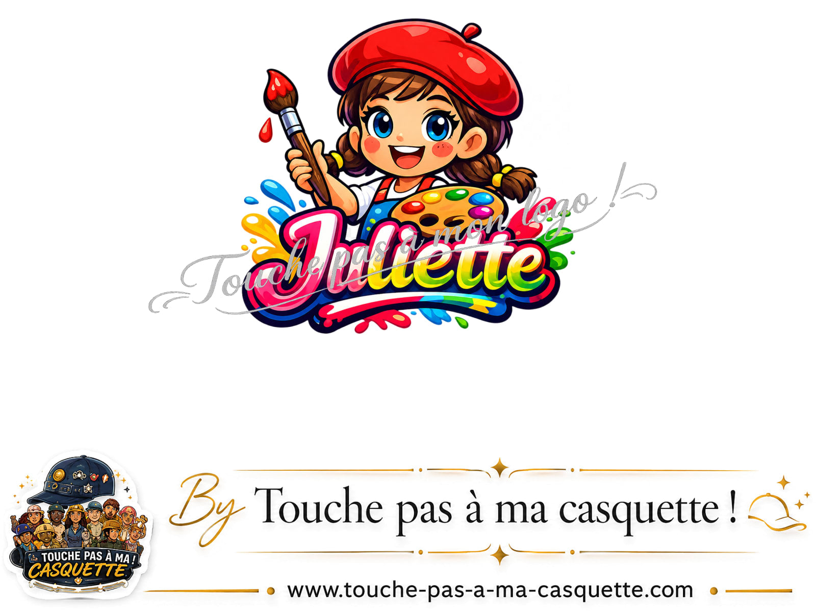 Motif Juliette utilisé sur la casquette Rouge délavé - Bordeaux délavé 3 cm