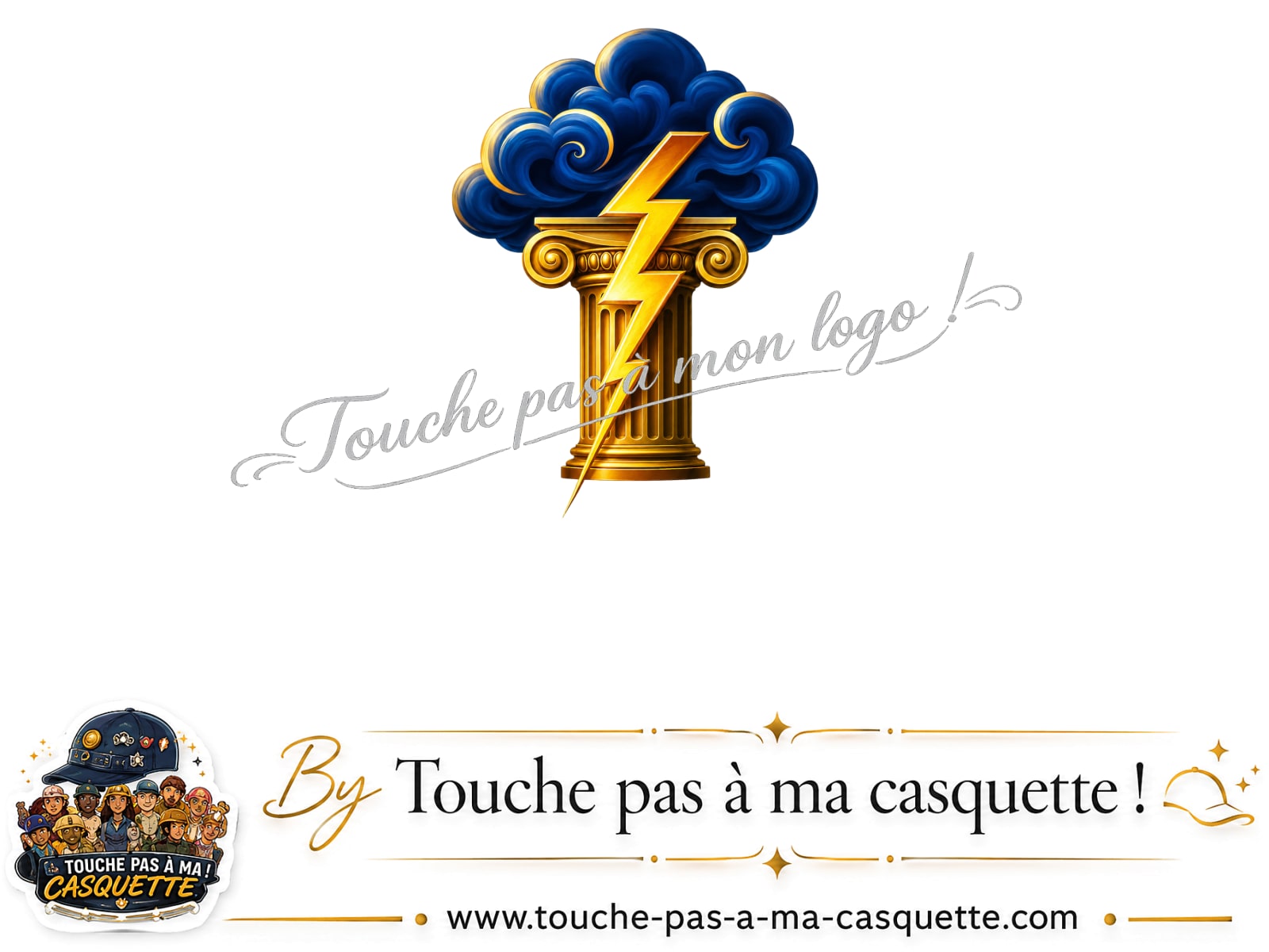 Visuel source Orage antique et éclair doré pour casquette personnalisée