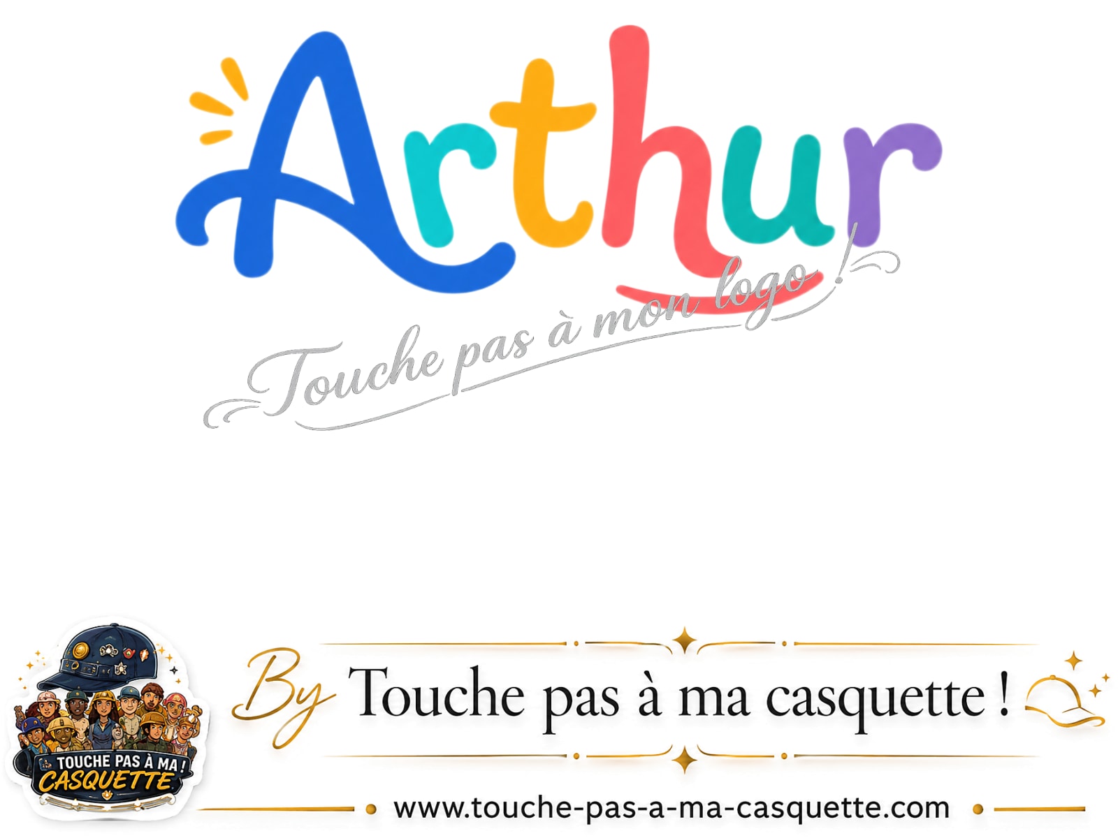 Logo logo414 / motif Prénom Arthur coloré utilisé sur la casquette 3 cm