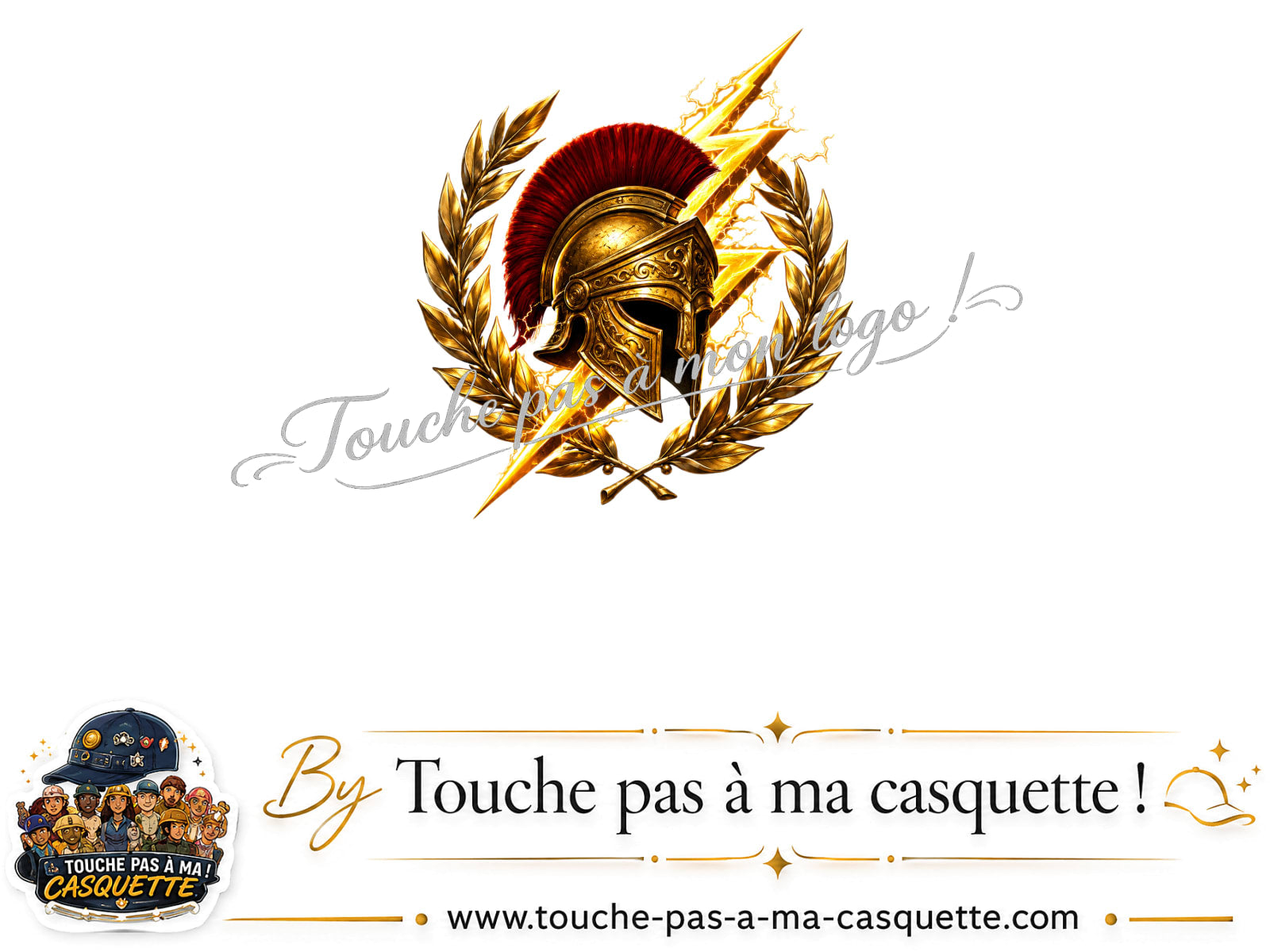 Visuel source Casque spartiate éclair doré pour casquette personnalisée