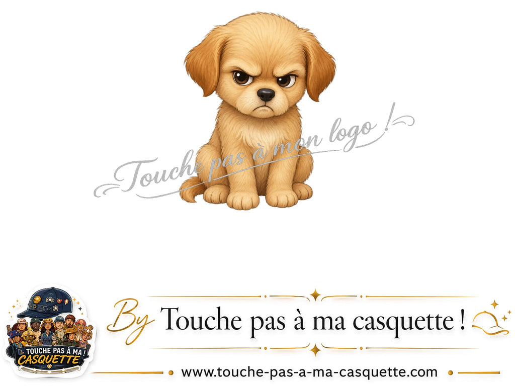 Motif Chiot boudeur utilisé sur la casquette Beige clair délavé 5 cm