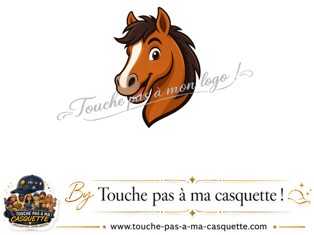 Logo logo377 / motif Cheval souriant utilisé sur la casquette 3 cm
