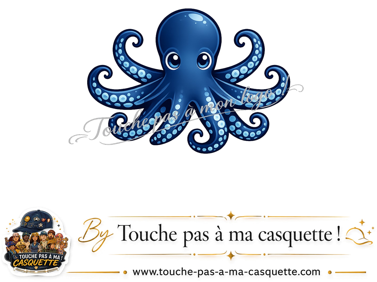 Logo logo384 / motif Pieuvre bleue utilisé sur la casquette 5 cm