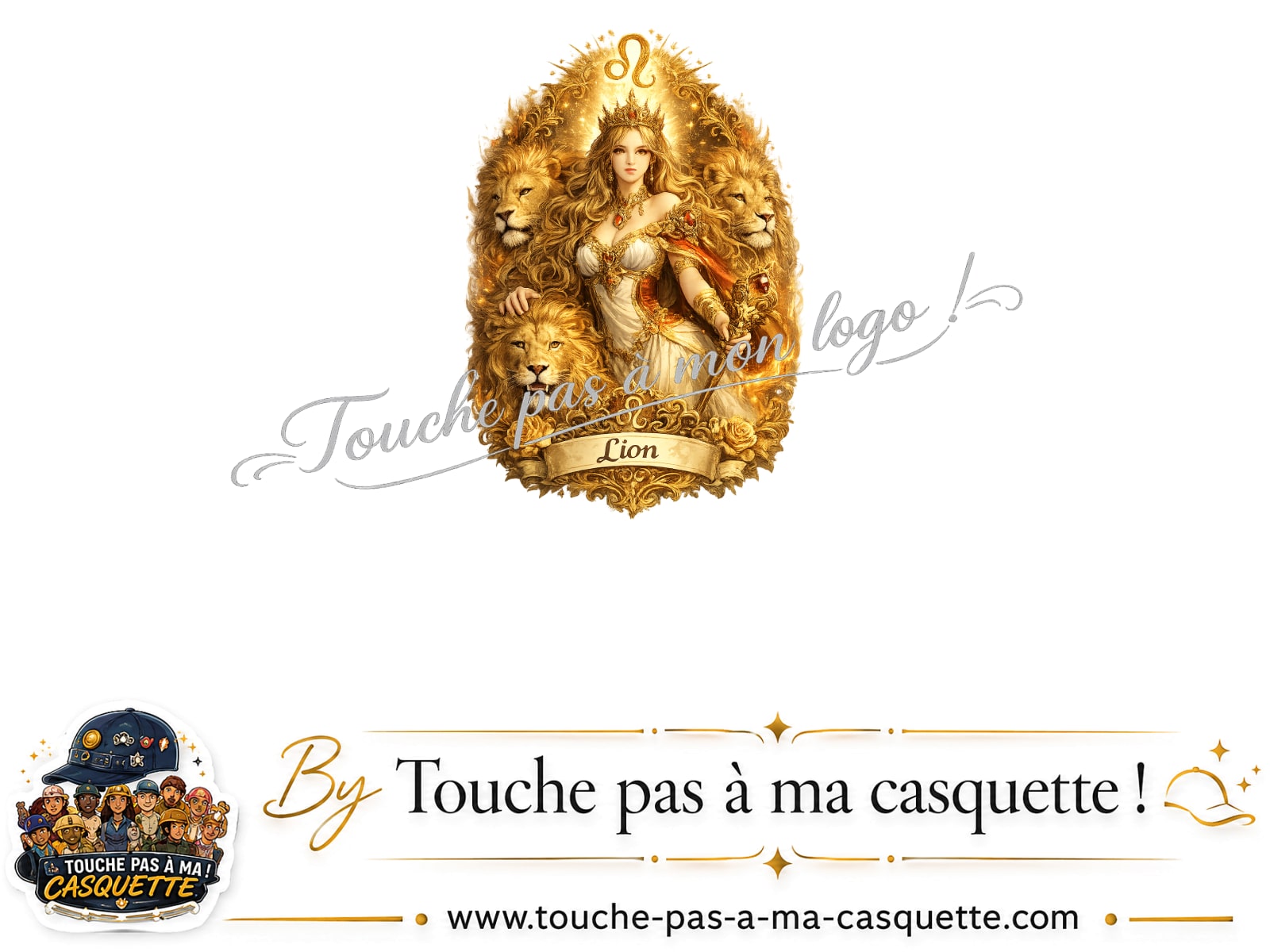 Motif Lion astrologique utilisé sur la casquette Orange délavé - Corail délavé 3 cm