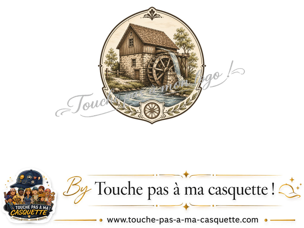 Logo logo335 / motif Moulin à eau vintage utilisé sur la casquette 5 cm