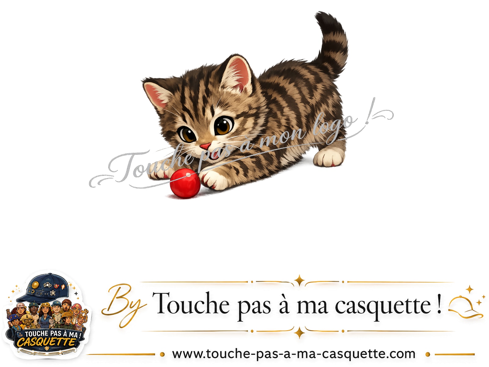 Motif Chaton joueur utilisé sur la casquette Bleu ciel délavé 5 cm