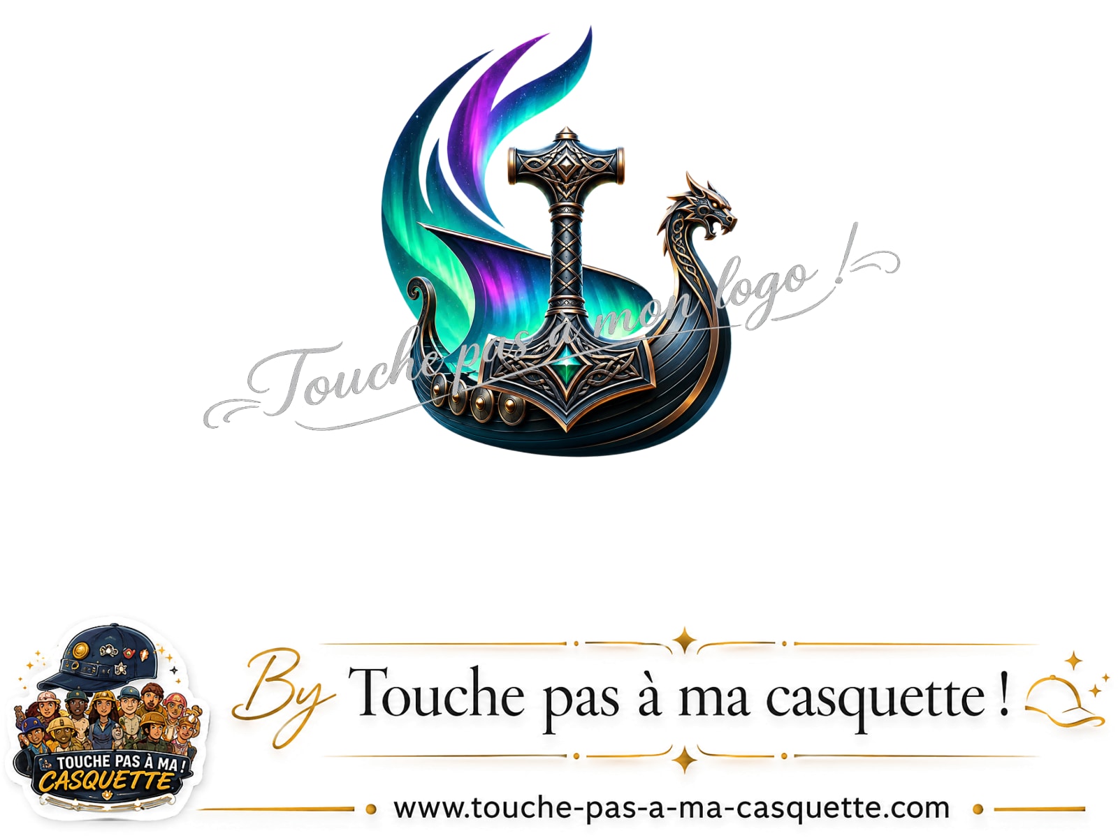 Visuel source Drakkar viking et marteau de Thor pour casquette personnalisée