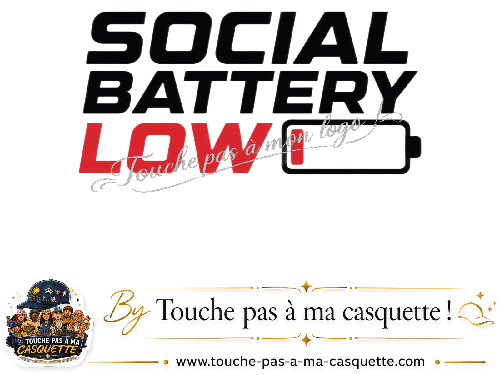 Visuel source Social Battery Low pour casquette personnalisée