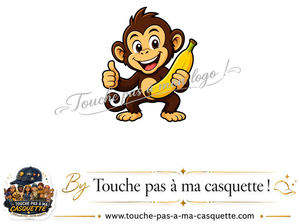 Motif Singe à la banane utilisé sur la casquette Bleu marine délavé 3 cm
