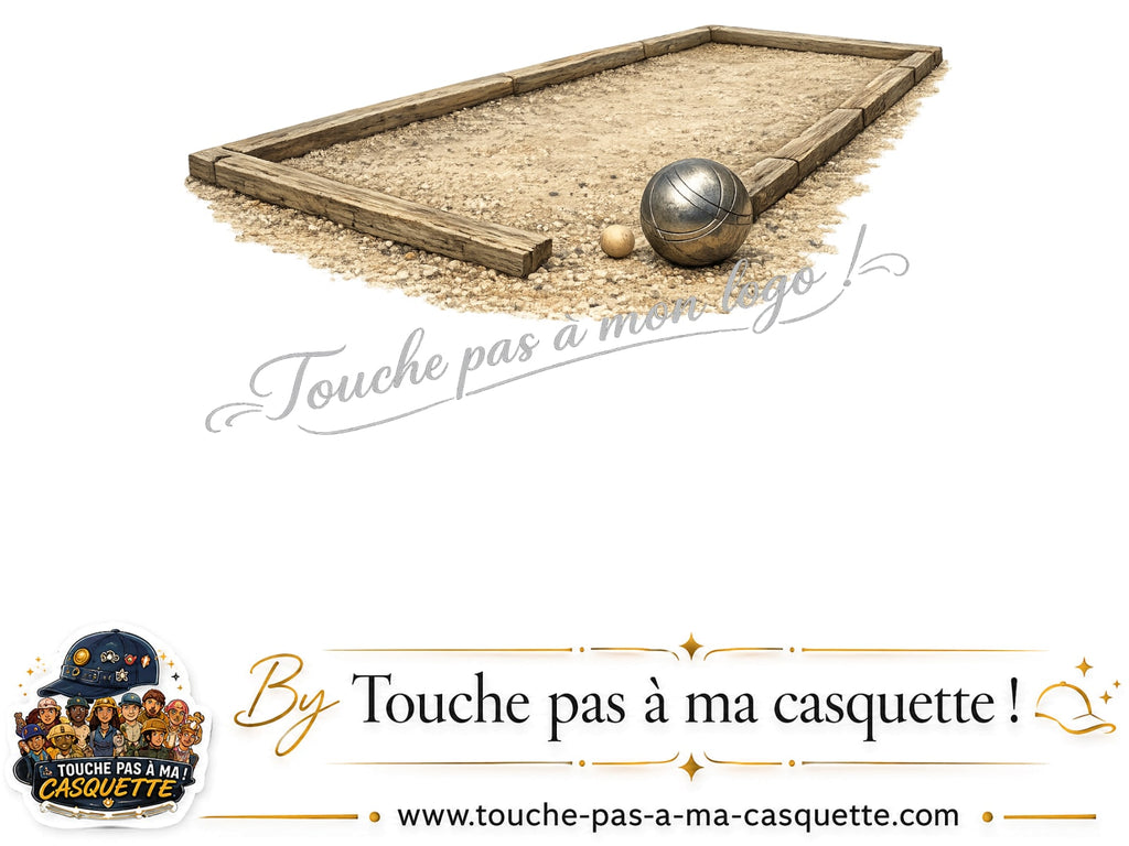 Motif Terrain de pétanque utilisé sur la casquette Gris délavé 5 cm