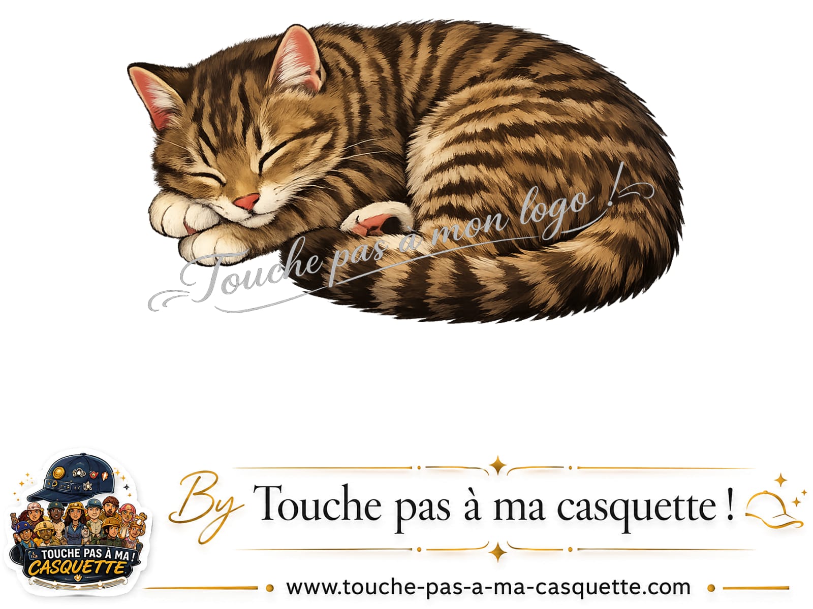 Motif Chat endormi utilisé sur la casquette Jaune délavé - Moutarde délavé 7 cm