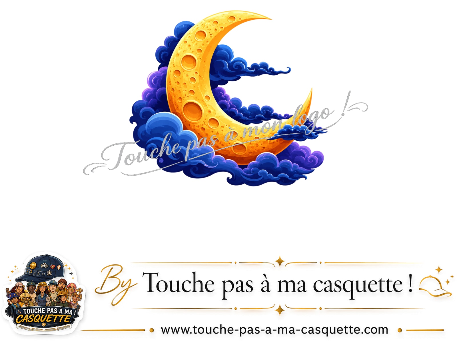 Motif Lune croissant utilisé sur la casquette Violet délavé 7 cm