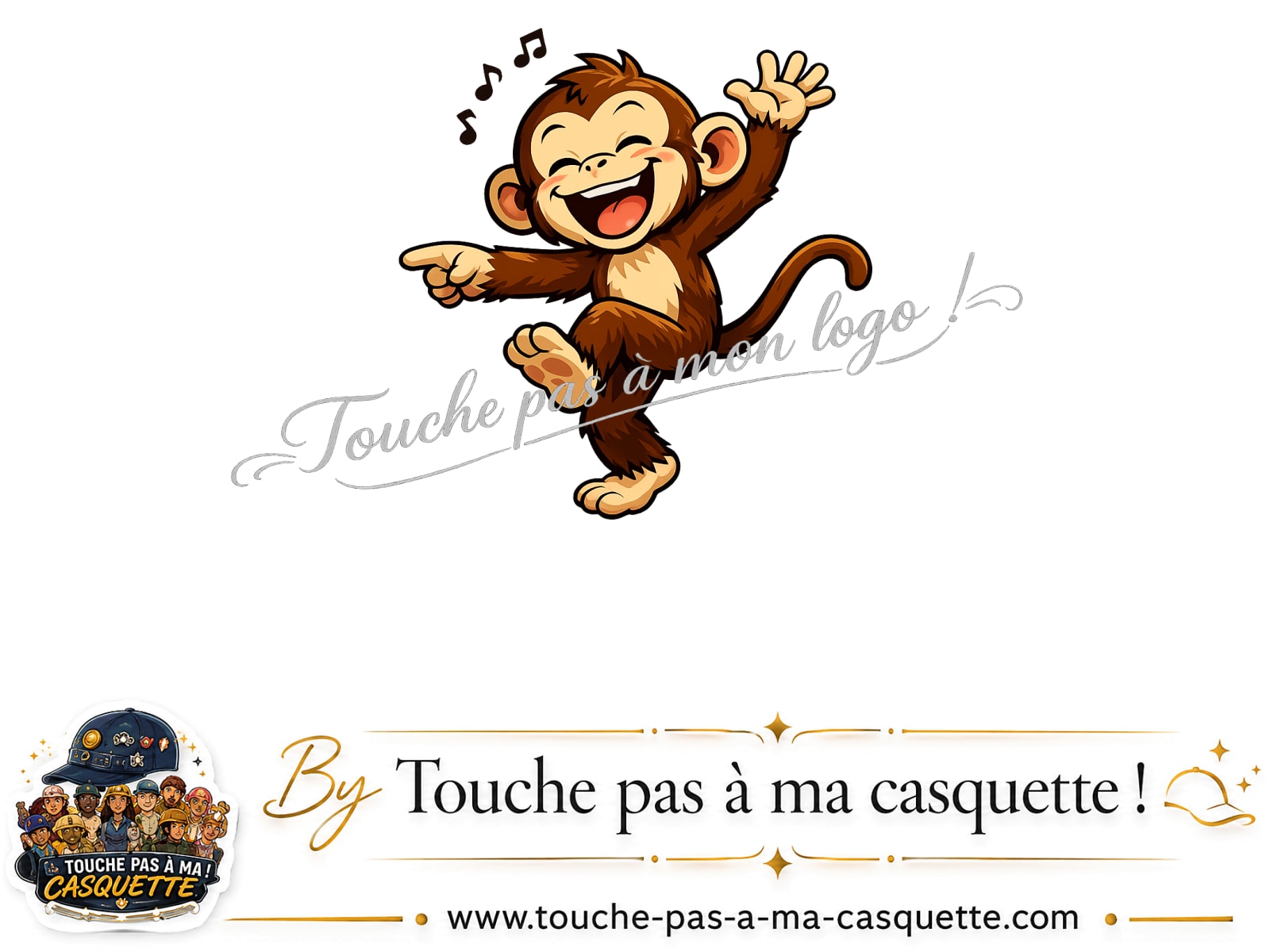 Motif Singe danseur utilisé sur la casquette Rose délavé 7 cm