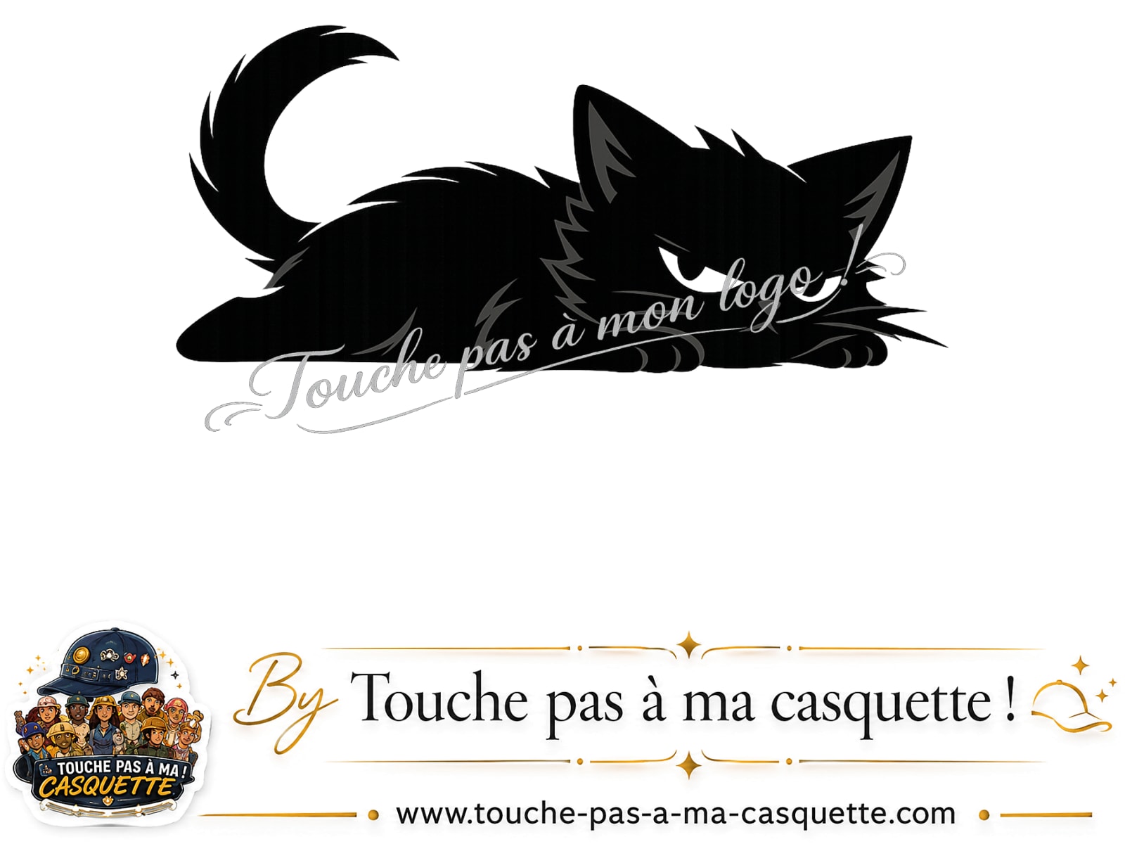Logo logo379 / motif Chat noir couché utilisé sur la casquette 5 cm