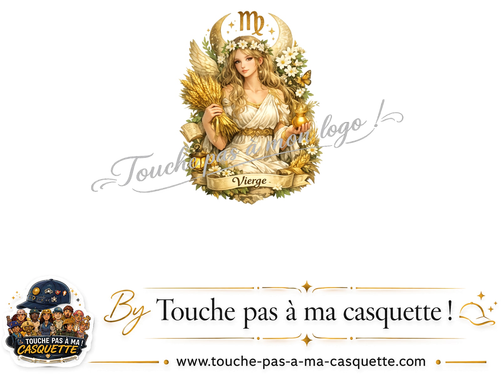 Motif Vierge astrologique utilisé sur la casquette Bleu marine délavé 3 cm