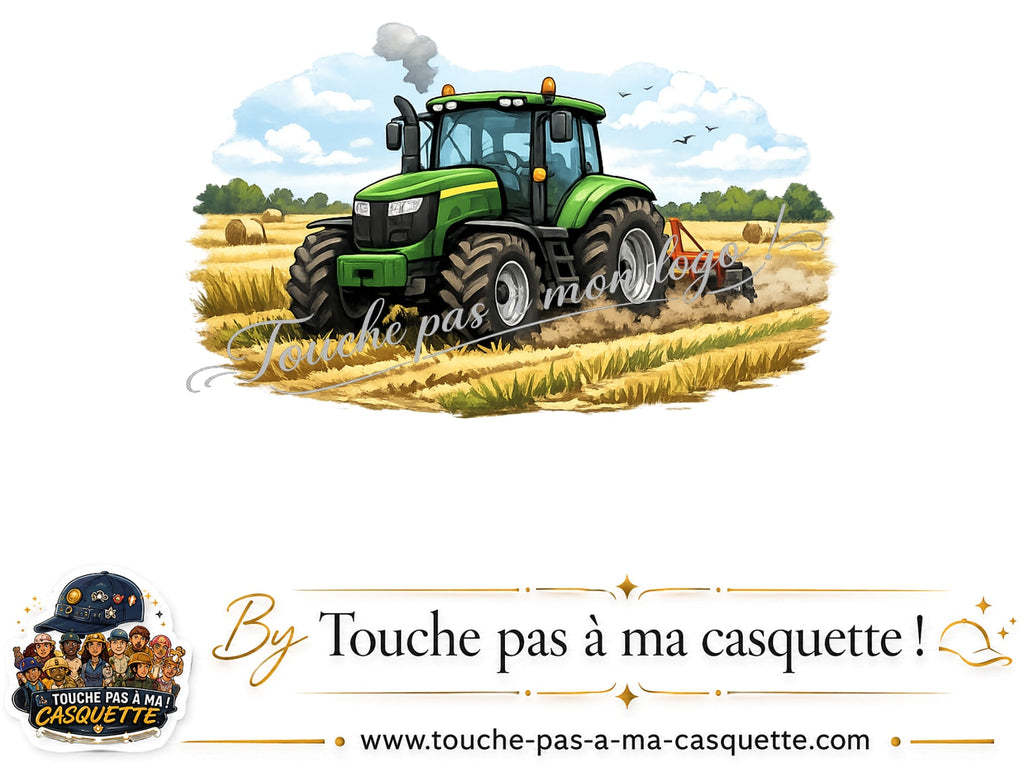 Motif Tracteur agricole utilisé sur la casquette Orange délavé - Corail délavé 3 cm