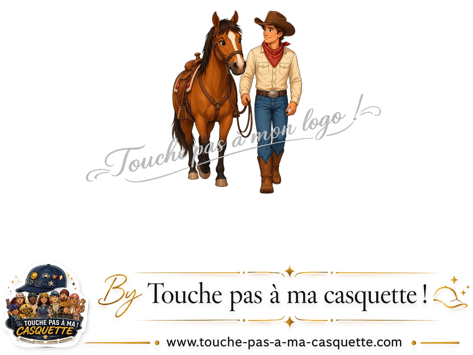 Motif Cow-boy à cheval utilisé sur la casquette Orange délavé - Corail délavé 5 cm