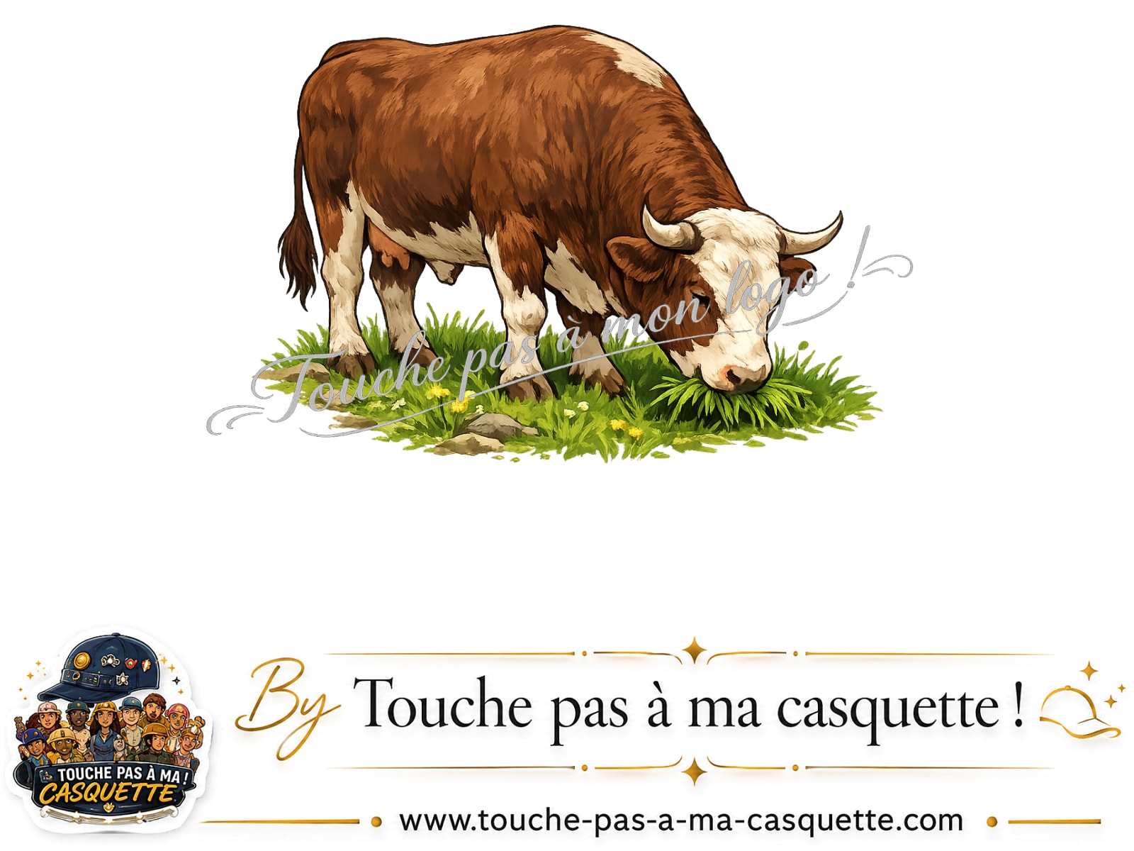 Motif Vache brune utilisé sur la casquette Beige clair délavé 3 cm