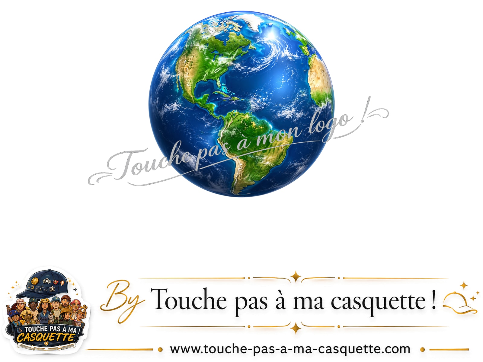 Logo logo425 / motif Planète Terre réaliste utilisé sur la casquette 3 cm