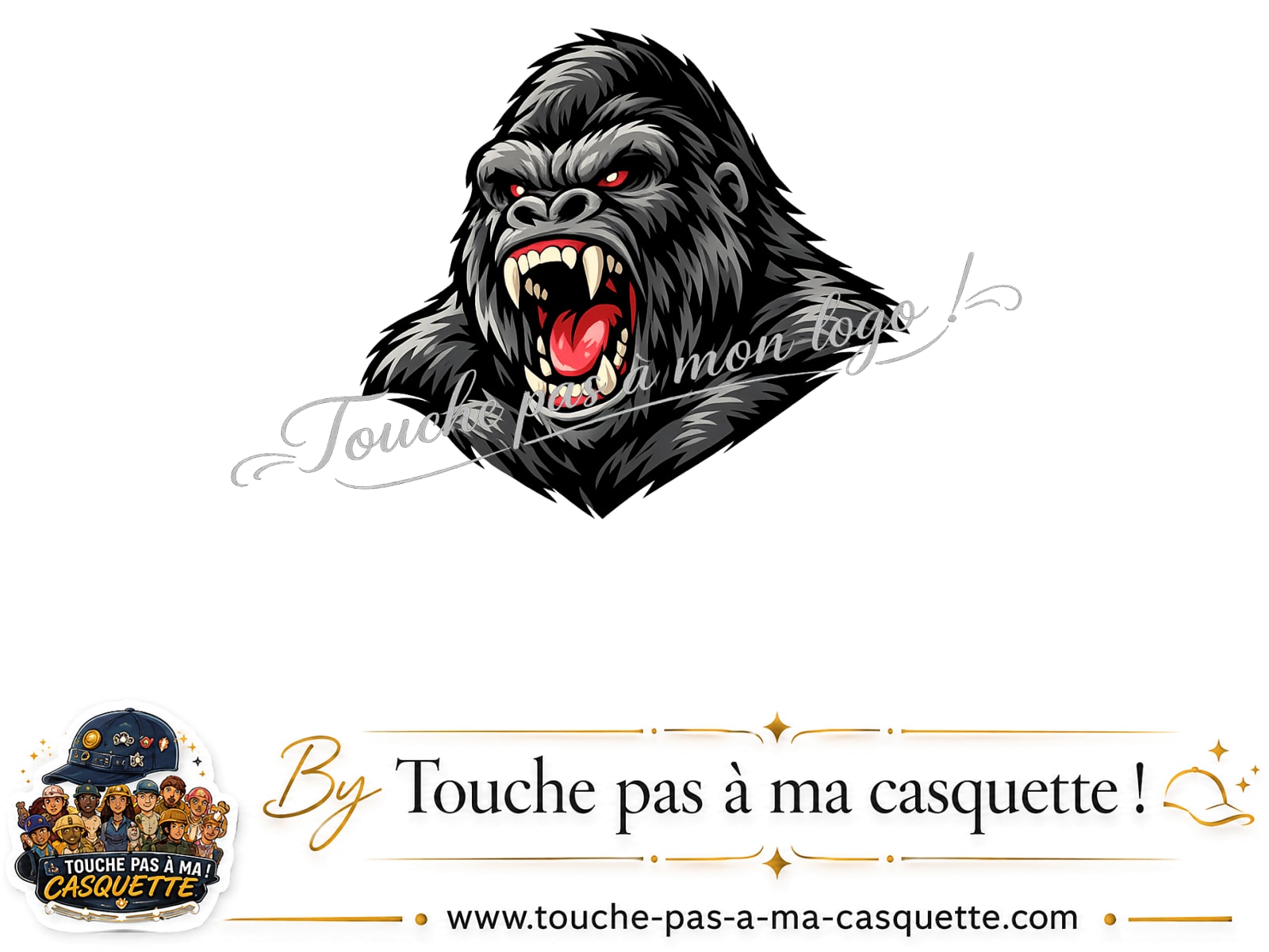 Visuel source Gorille rugissant pour casquette personnalisée