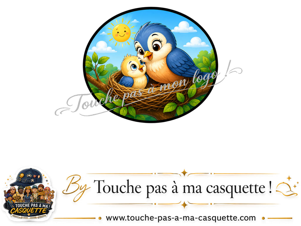 Logo logo432 / motif Oiseaux au nid utilisé sur la casquette 5 cm