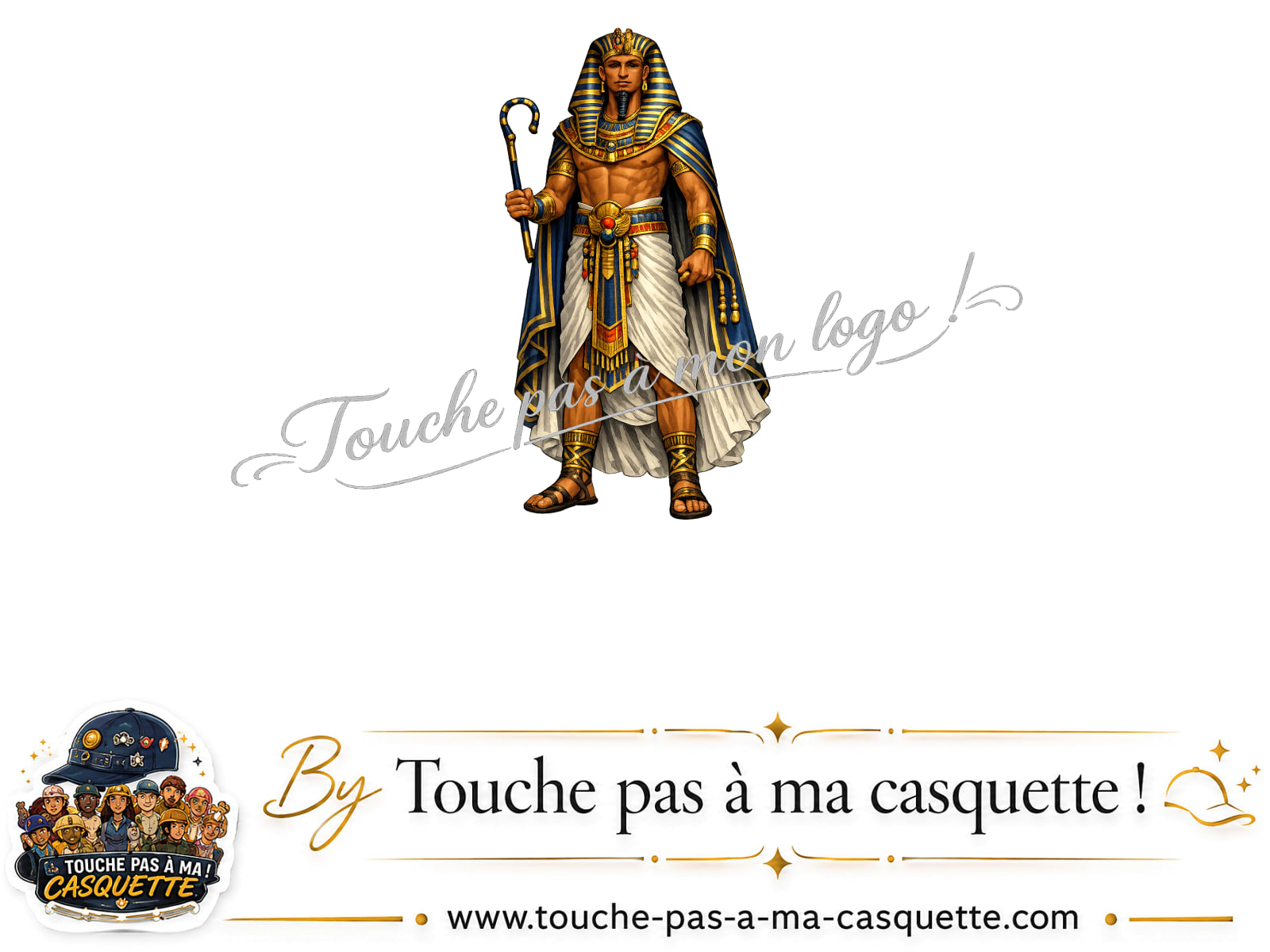 Motif Pharaon égyptien utilisé sur la casquette Violet délavé 7 cm