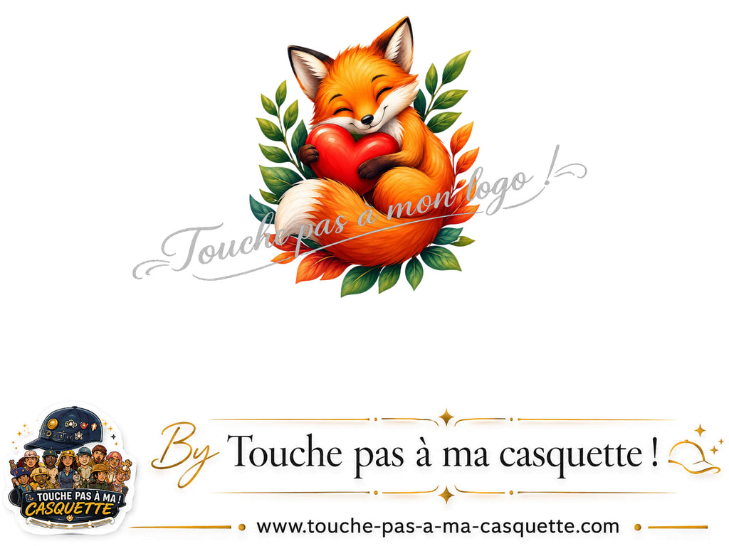 Motif Renard au cœur utilisé sur la casquette Violet délavé 7 cm