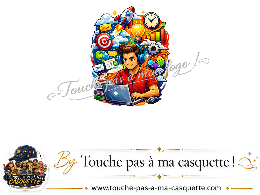 Visuel source Créateur digital au laptop pour casquette personnalisée