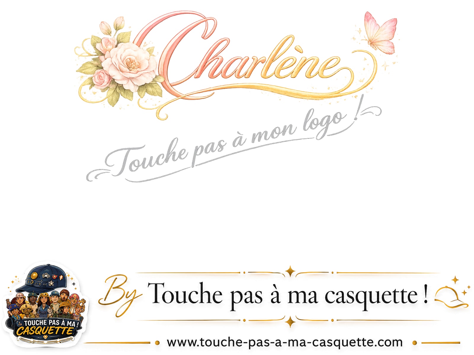 Détail du motif Prénom Charlène fleuri présenté sur la casquette