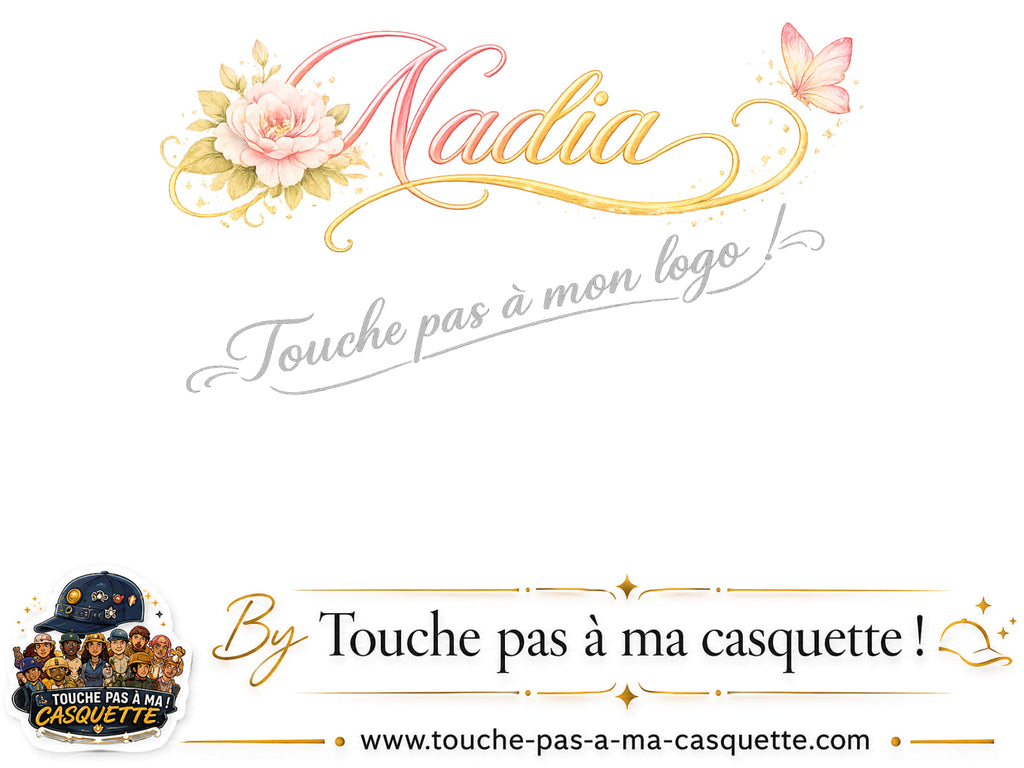 Détail du motif Prénom Nadia fleuri présenté sur la casquette