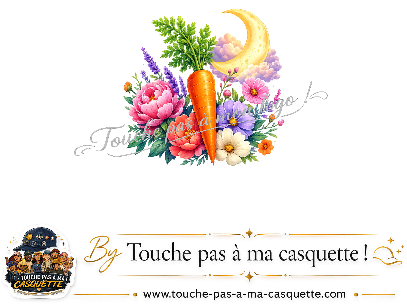 Motif Jardin carotte fleuri utilisé sur la casquette