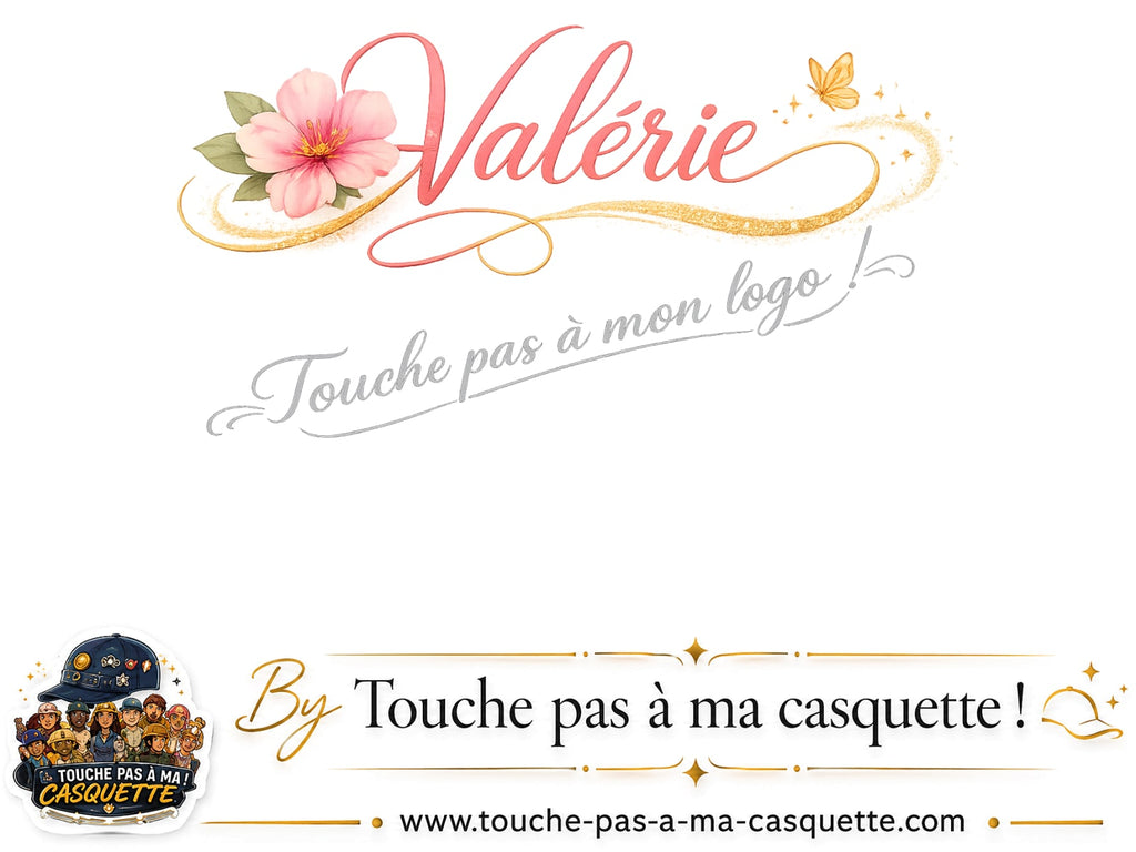 Détail du motif Prénom Valérie fleuri présenté sur la casquette