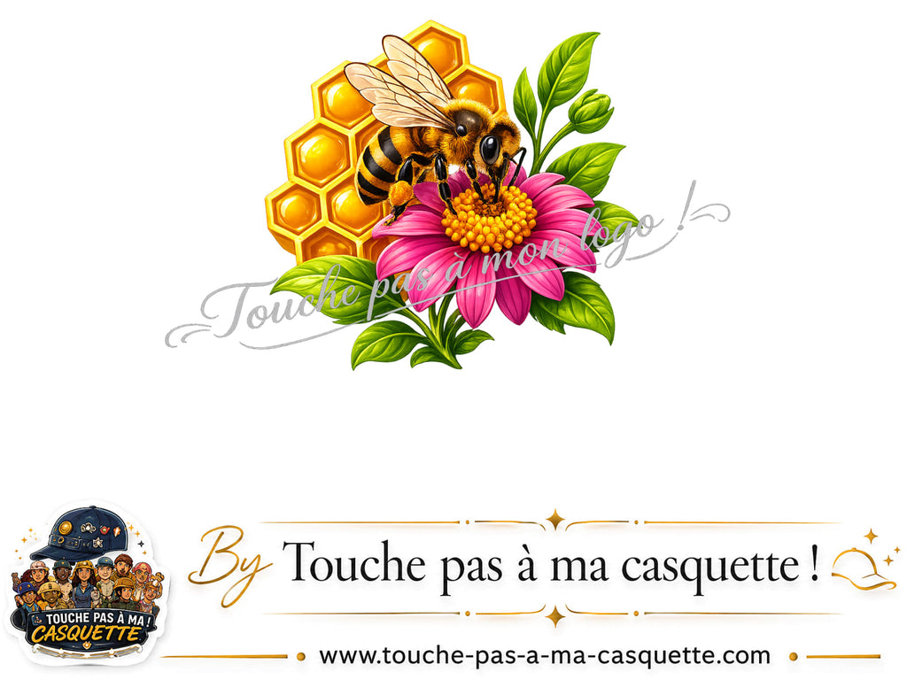 Motif Abeille et miel utilisé sur la casquette
