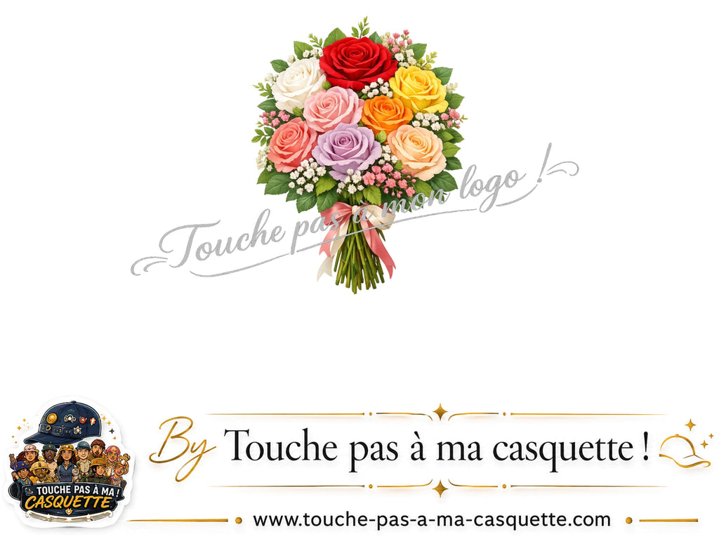 Détail du motif Bouquet romantique de roses présenté sur la casquette
