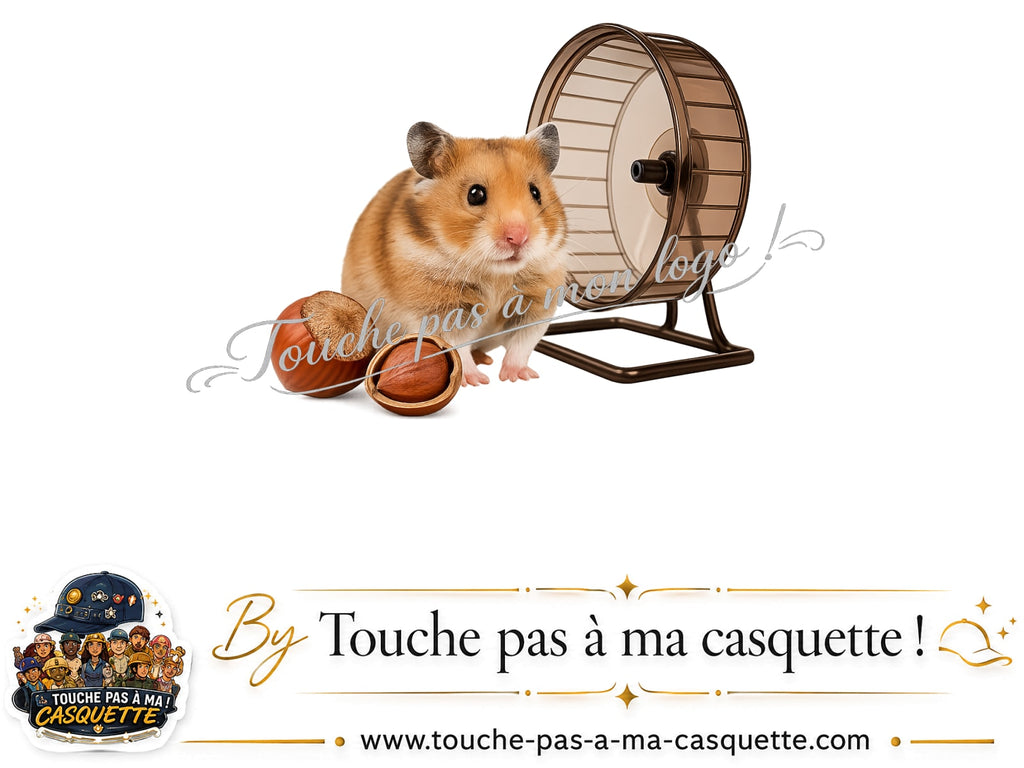Motif Hamster avec roue utilisé sur la casquette