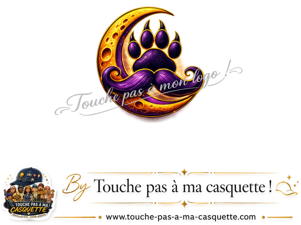 Détail du motif Patte moustachue sur lune présenté sur la casquette