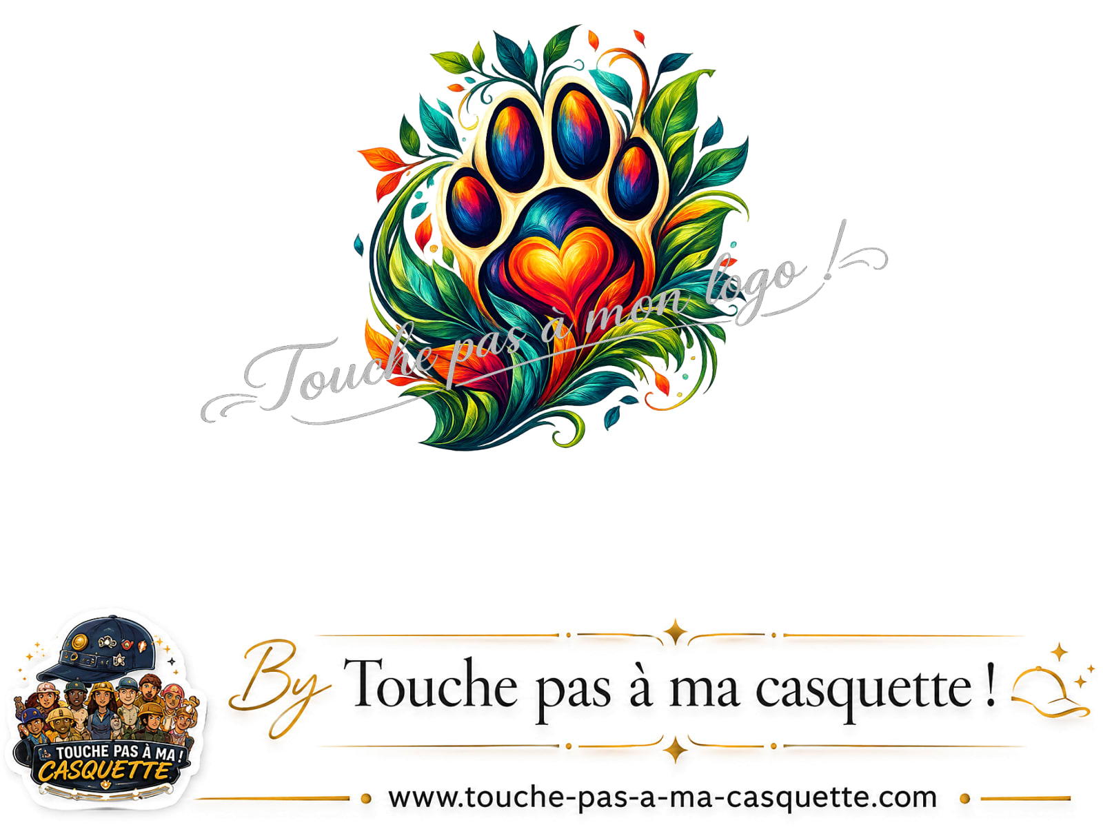 Motif Patte cœur animal utilisé sur la casquette