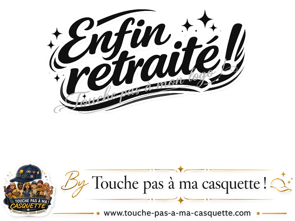 Détail du motif Enfin retraité présenté sur la casquette