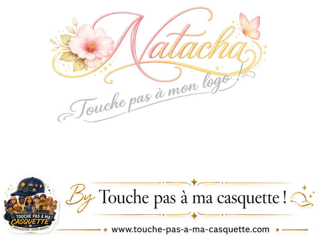 Détail du motif Prénom Natacha fleuri présenté sur la casquette