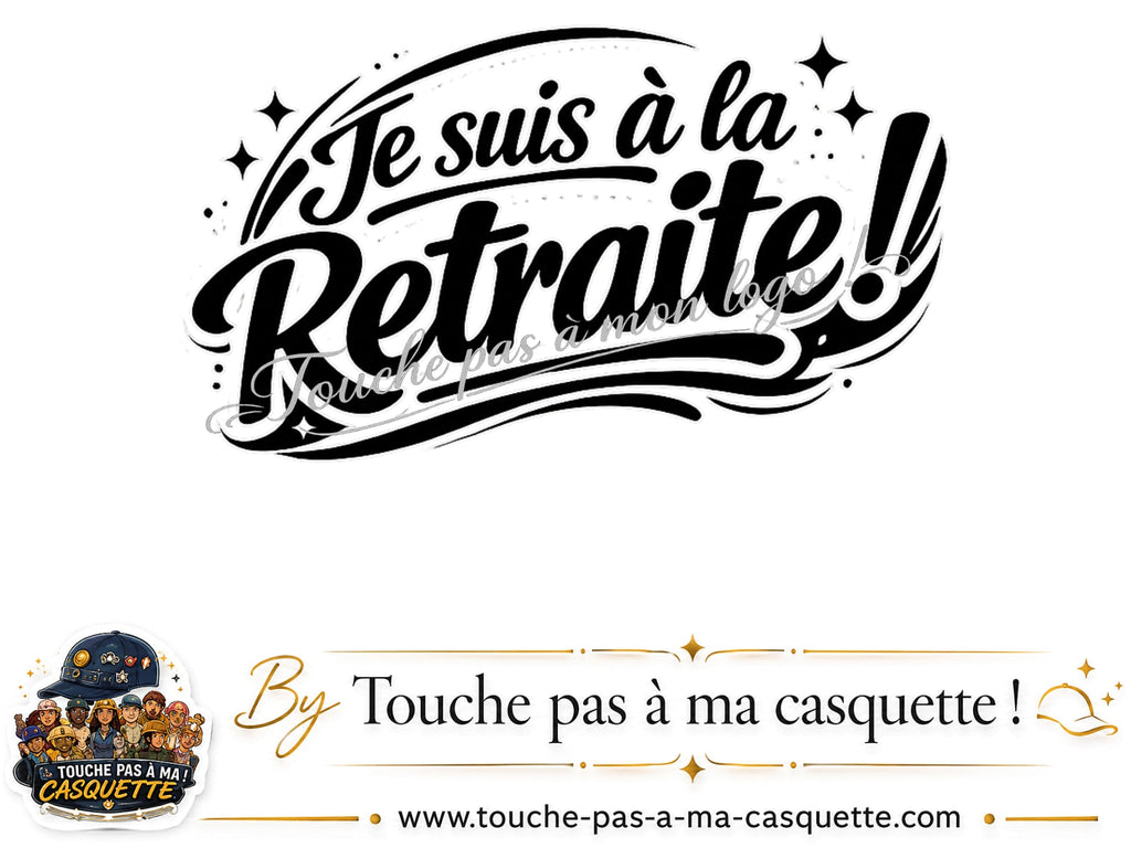 Détail du motif Je suis à la retraite présenté sur la casquette