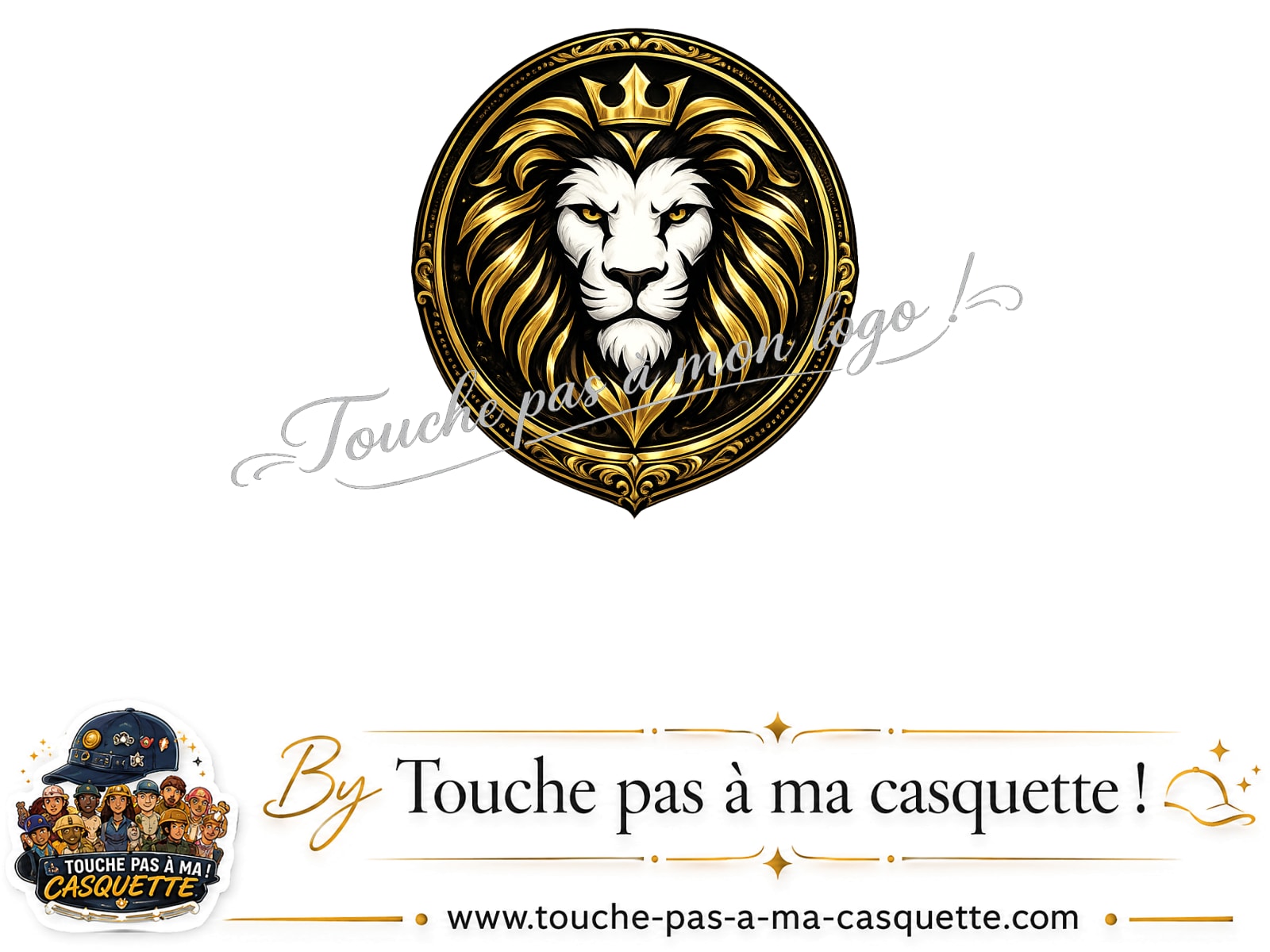 Détail du motif Lion royal couronné présenté sur la casquette