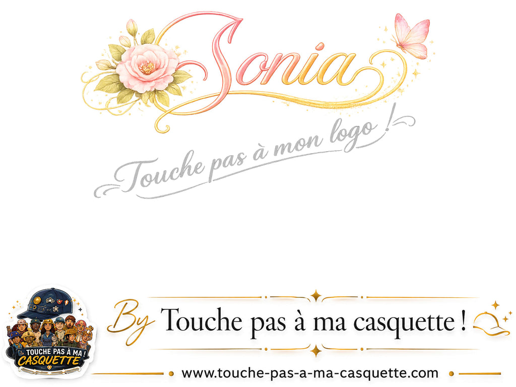 Détail du motif Prénom Sonia fleuri présenté sur la casquette