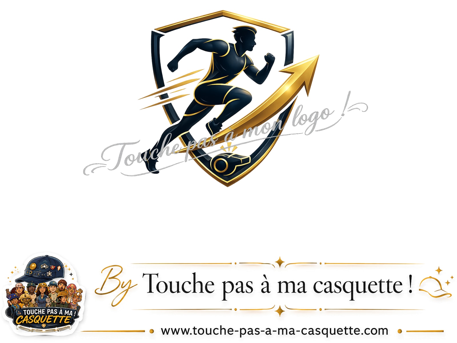 Détail du motif Coureur et sifflet de coach présenté sur la casquette