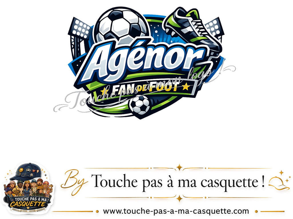 Détail du motif Agénor fan de foot présenté sur la casquette