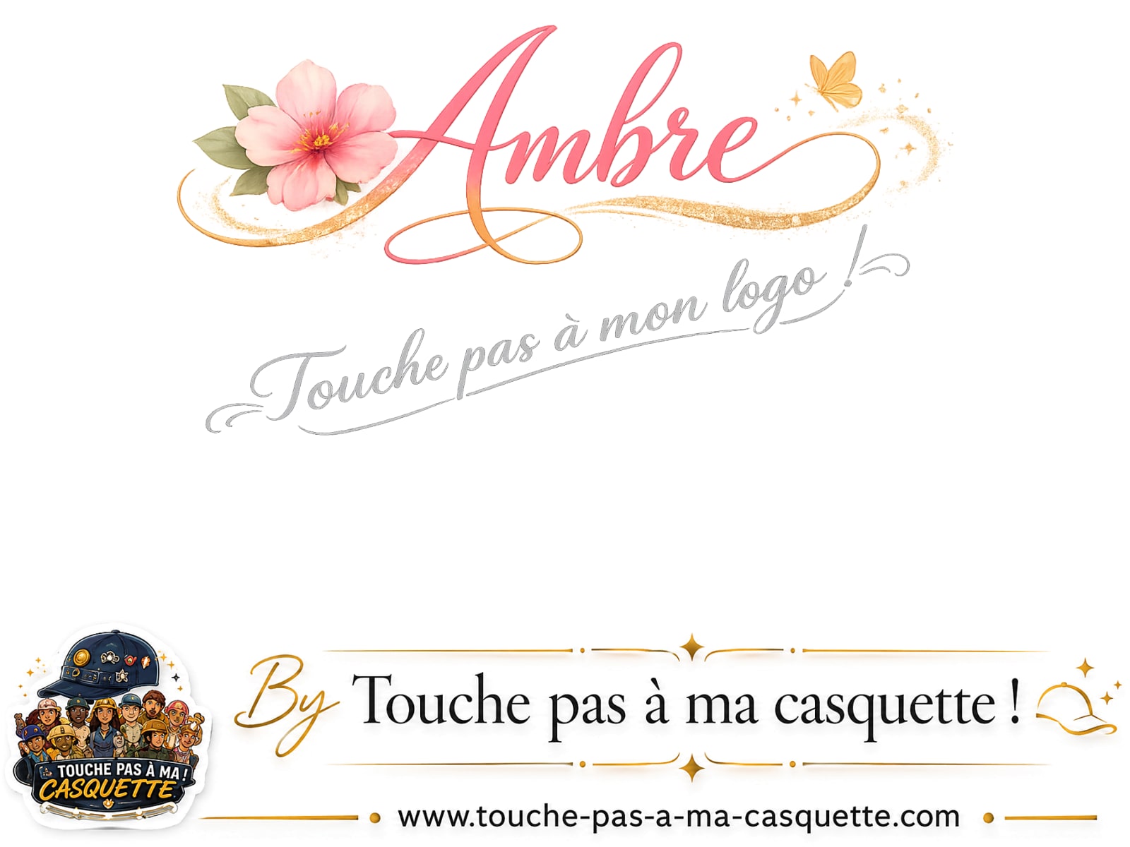 Détail du motif Prénom Ambre fleuri présenté sur la casquette
