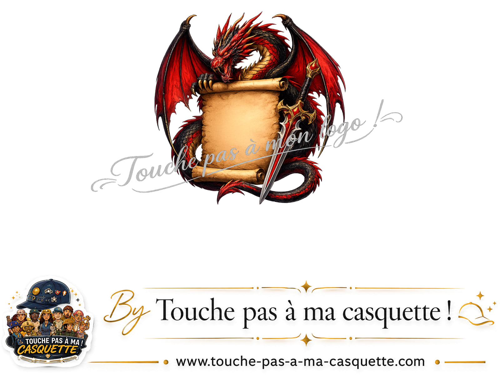 Motif Dragon parchemin utilisé sur la casquette