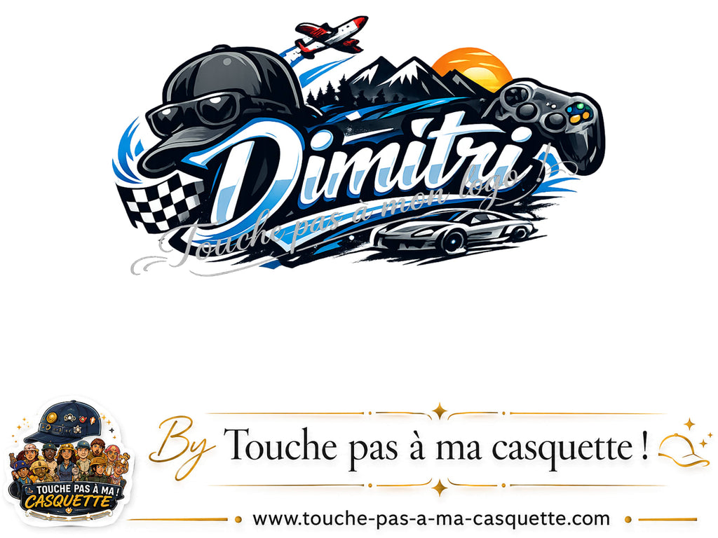 Détail du motif Prénom Dimitri univers vitesse présenté sur la casquette