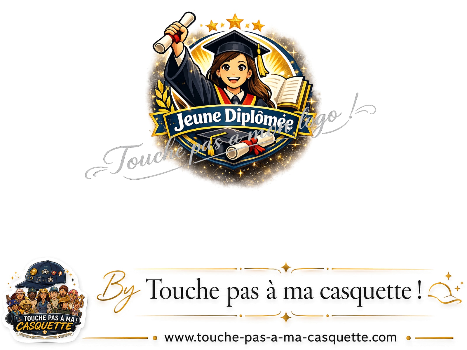 Détail du motif Jeune Diplômée présenté sur la casquette