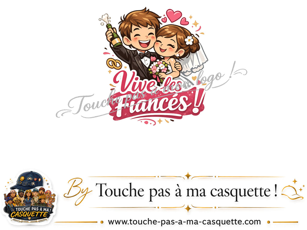 Détail du motif Vive les Fiancés présenté sur la casquette